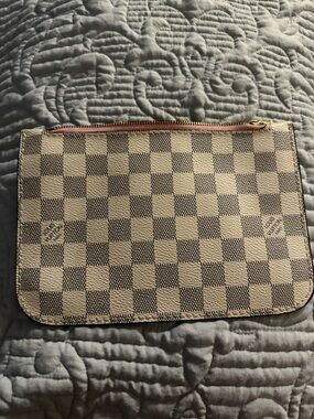 Checkerboard Zip Pouch in Beige and Brown